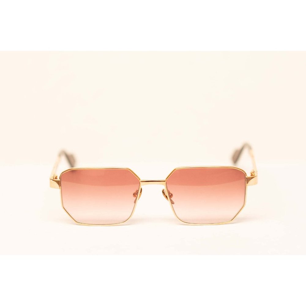 24k Pink Gold Unisex Rectangle Burgundy Sunglasses - Delixs Pytha DX004 04 VP11
